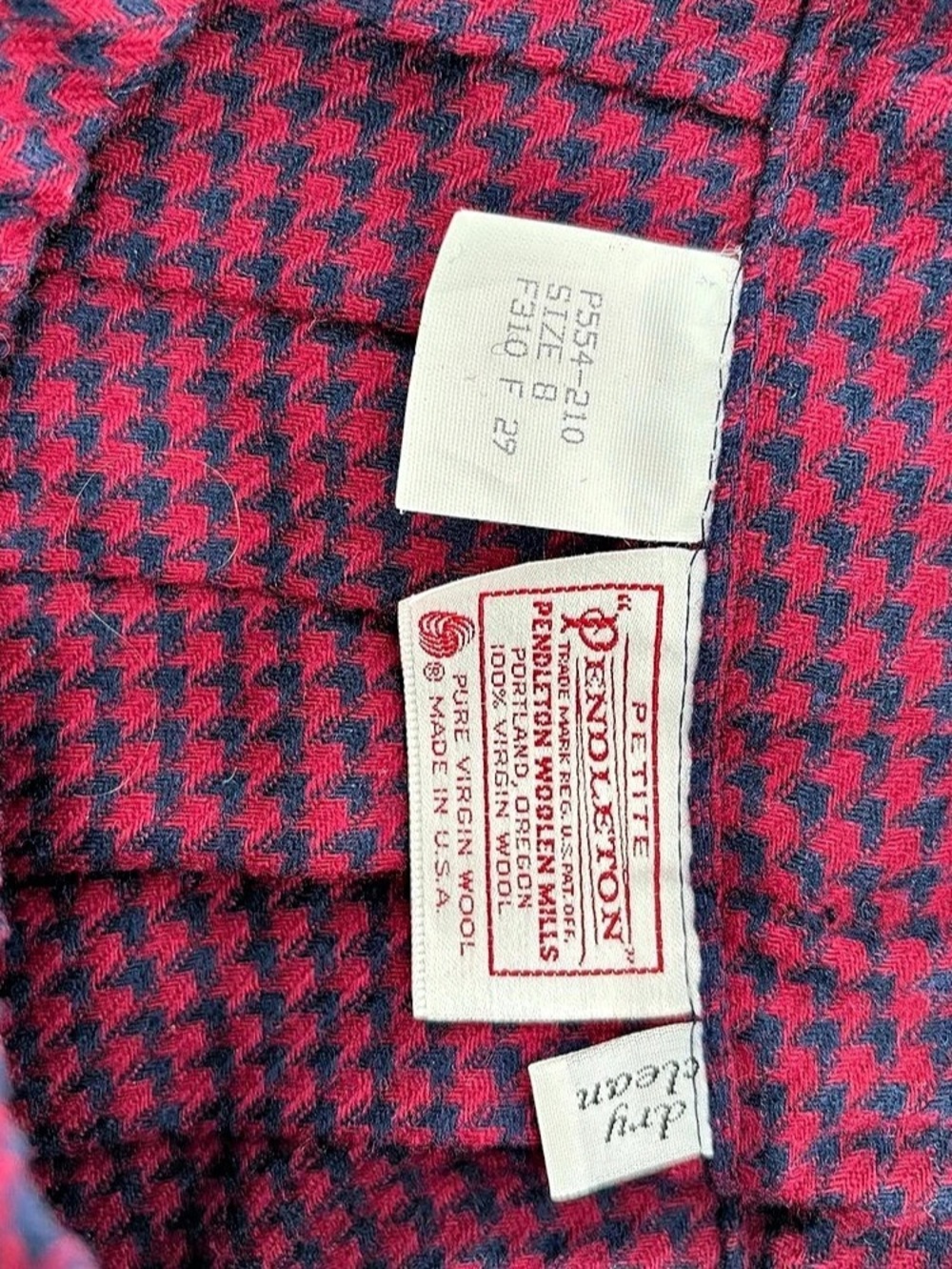 Vintage Pendleton Wool Houndstooth Pleated Skirt 8 Petite - Picture 4 of 6
